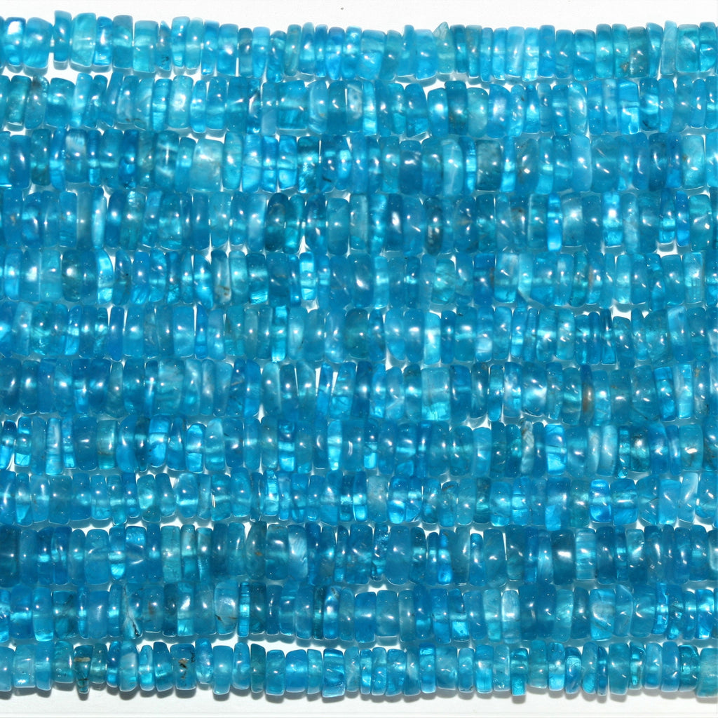 16" Cuentas de disco lisas de apatita azul St 4x1 mm. - Hilo de 40 cm.