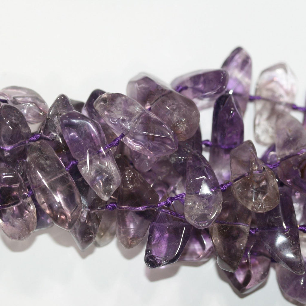 Cuentas de amatista de punta irregular y lisa de 45,7 cm (18") - Hilo de 42 cm