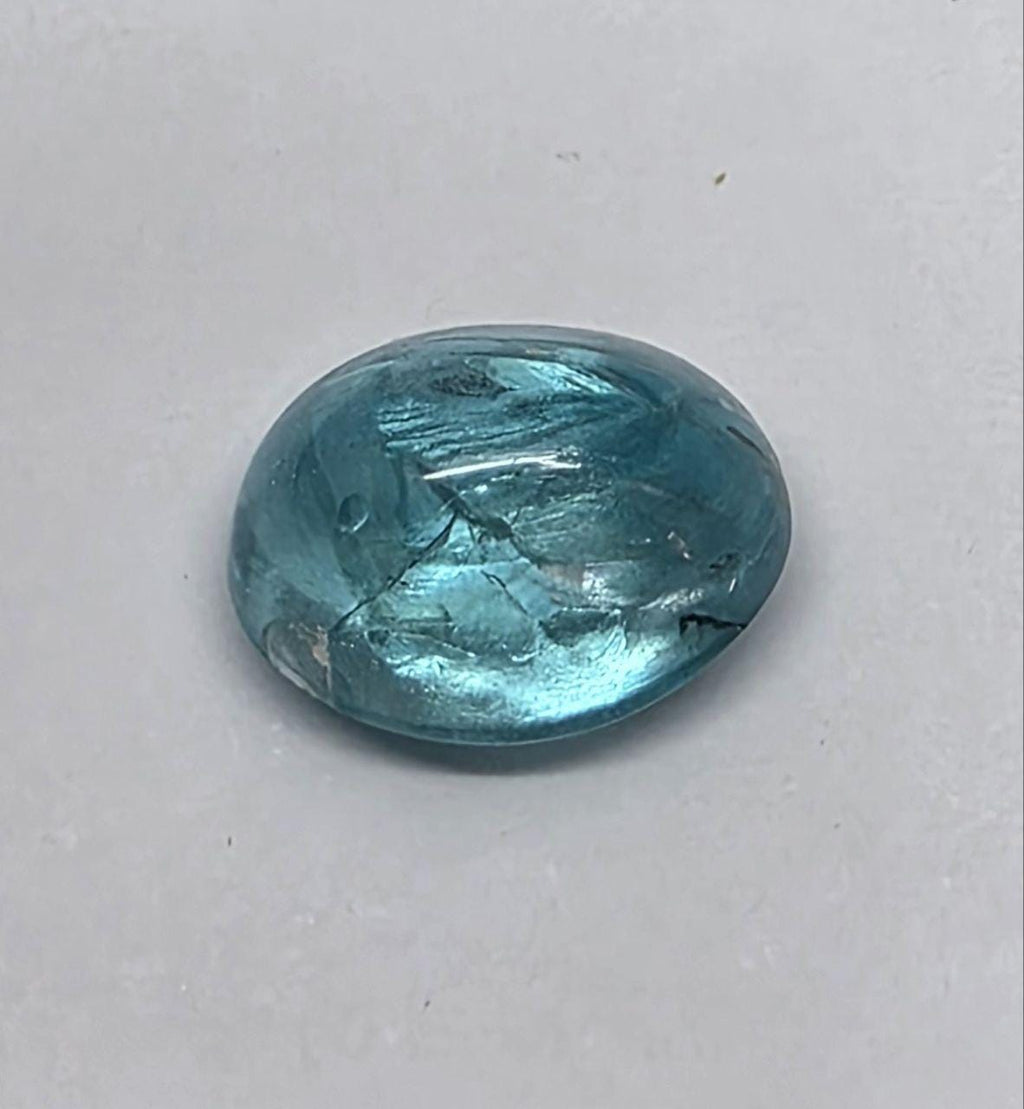 1 Pc Natural Apatite Oval Cabochon 8.5x6.8mm. (2.22ct.) - Paraiba Color - Natural Untreated Stone- Rare Color Blue Green Apatite
