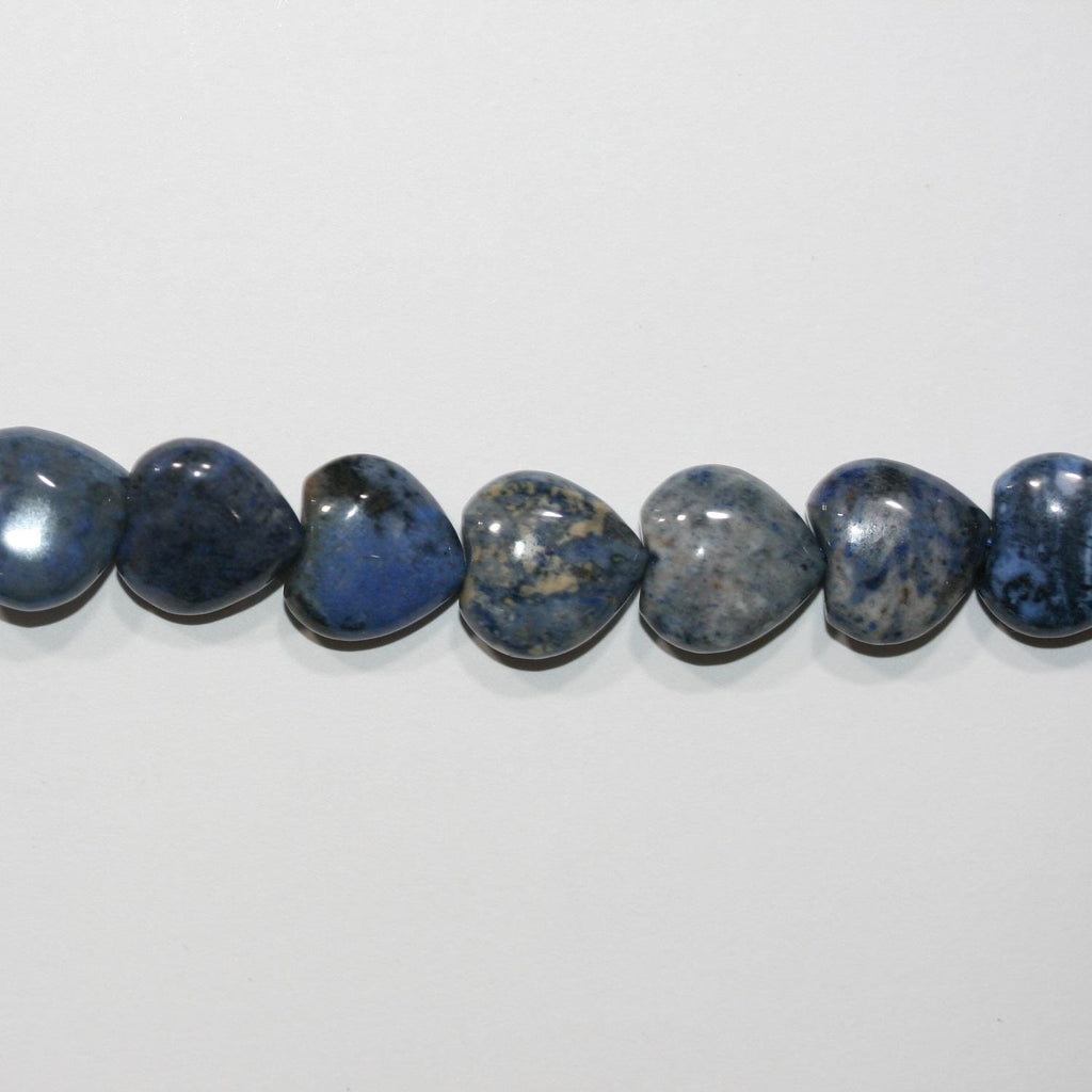 15" Perles de cœur lisses en St. Dumortiérite 12 mm.- Brin 39 cm.