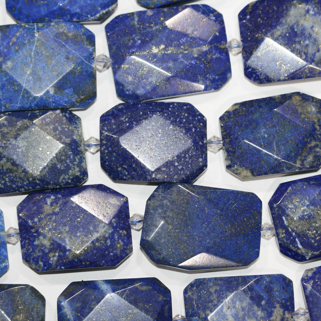 14" St Lapis Lazuli Faceted Rectangle Beads 35x25mm. Approx.-Strand 38cm