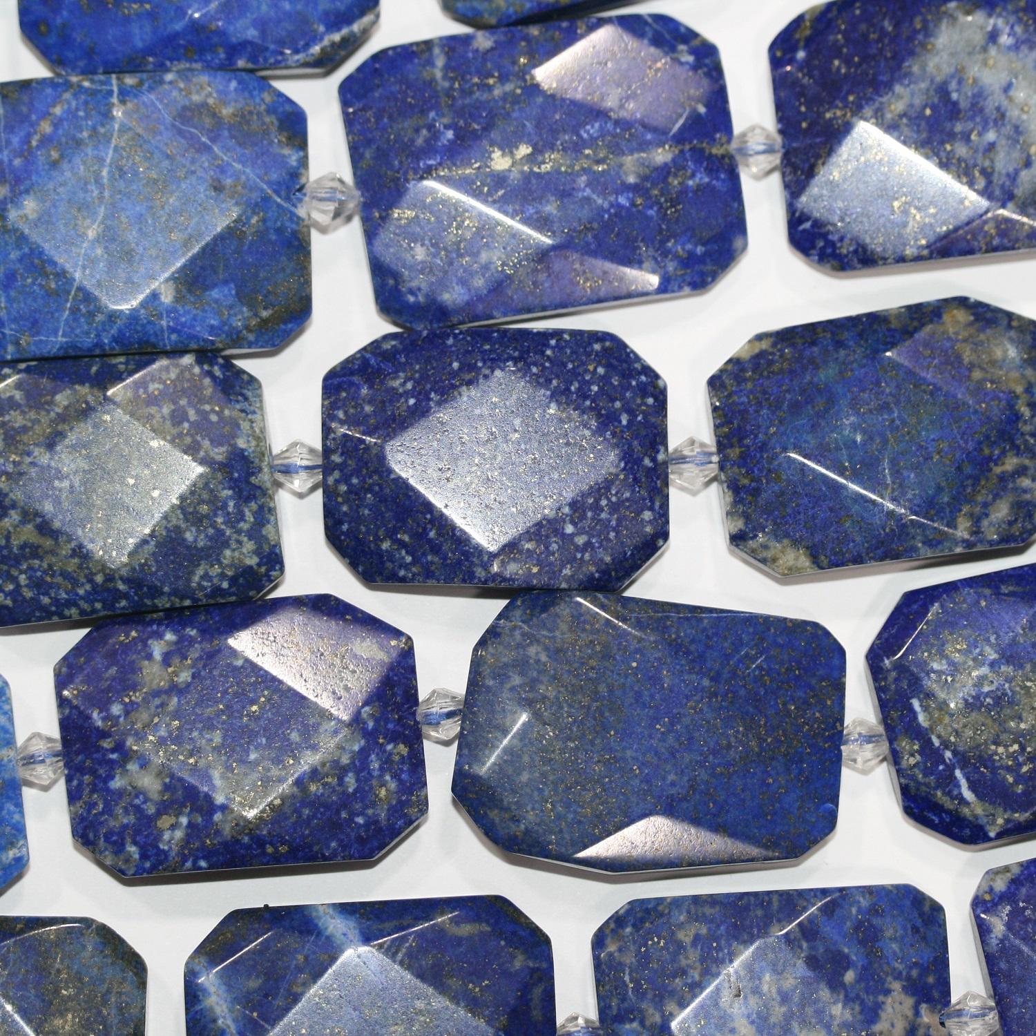 14" St Lapis Lazuli Faceted Rectangle Beads 35x25mm. Approx.-Strand 38cm