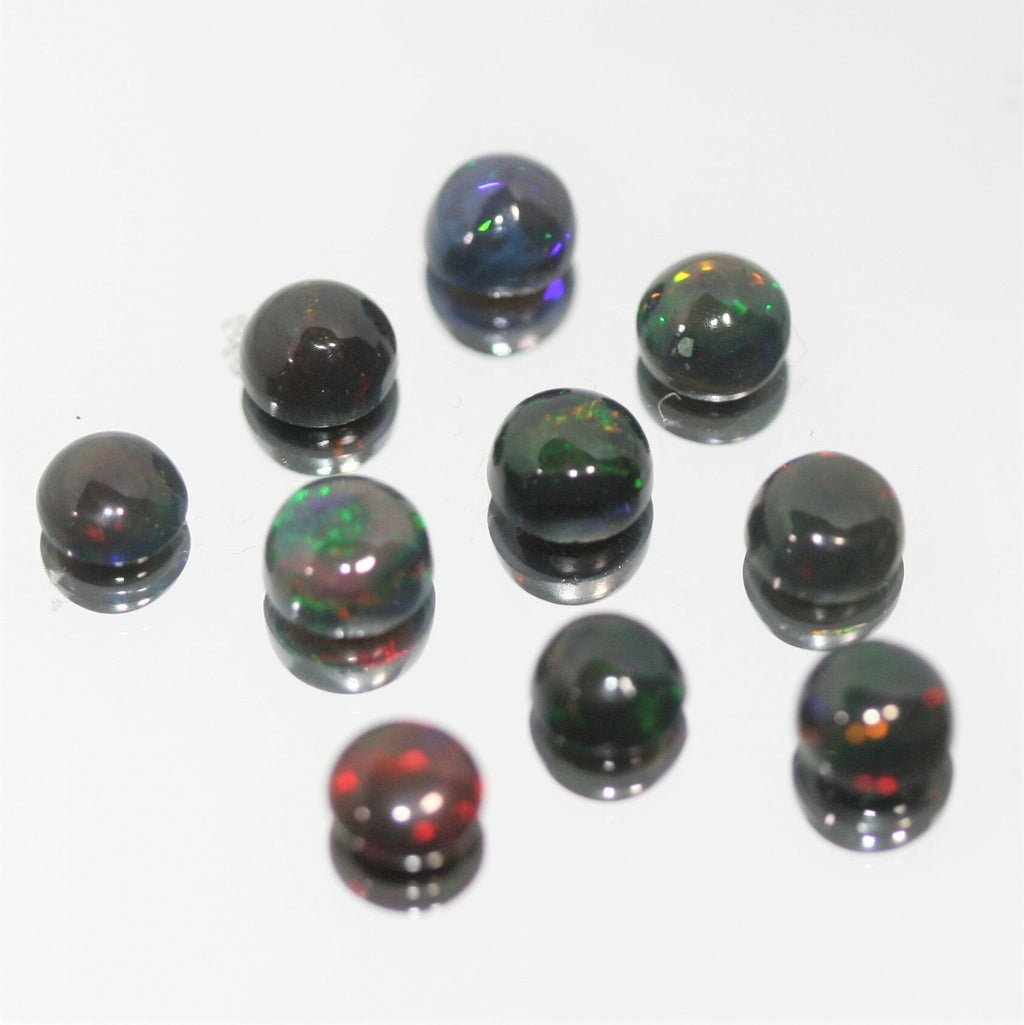 Ethiopian Black Opal Lot Round Cabochon 5mm. (10pcs)  -Gemstone Parcels-Loose Stones Wholesale Price