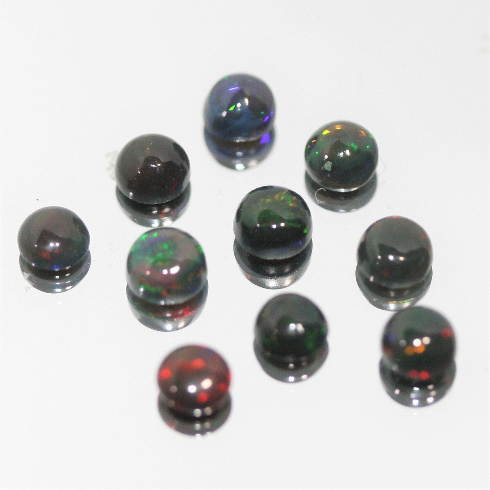 Ethiopian Black Opal Lot Round Cabochon 5mm. (10pcs)  -Gemstone Parcels-Loose Stones Wholesale Price