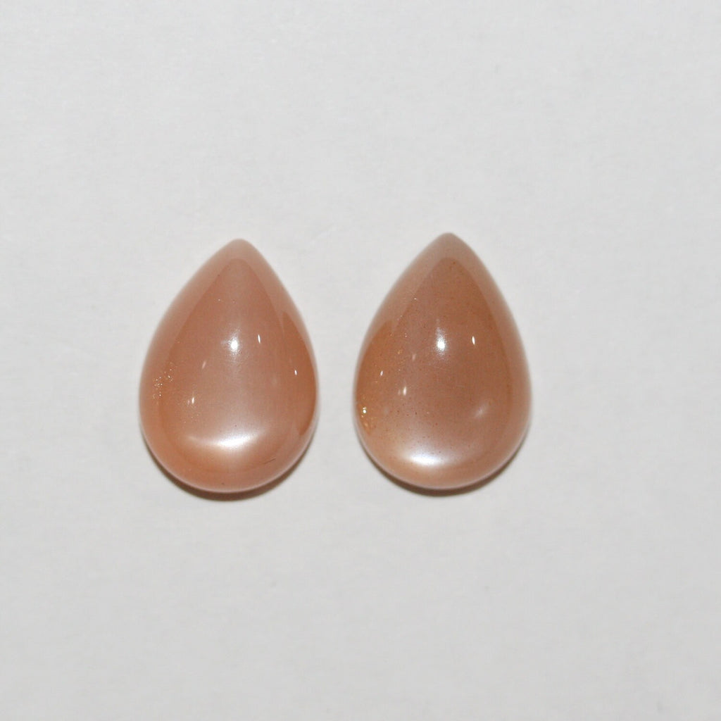 Lote de 2 cabujones de piedra lunar marrón en forma de gota de 14 x 10 mm (2 piezas).