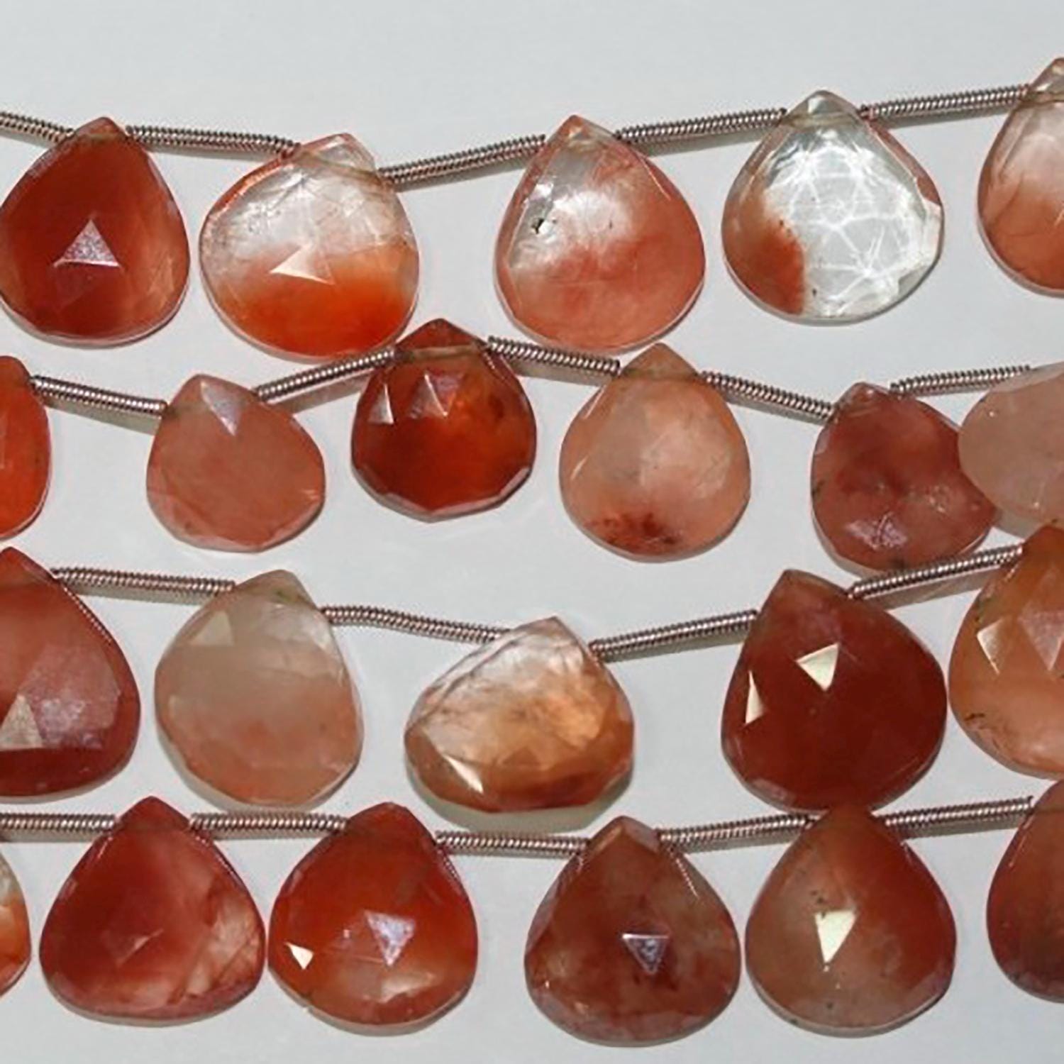 Cuentas de cuarzo mandarina facetadas de 8" (13-17 mm, aprox. - Hilo de 20 cm)