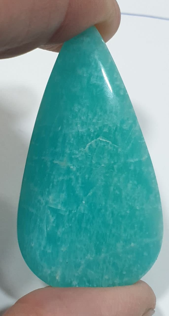 Big Blue Amazonite Drop Cabochon 51.8x27.20x6mm 62ct Top Color Designer Cabochon