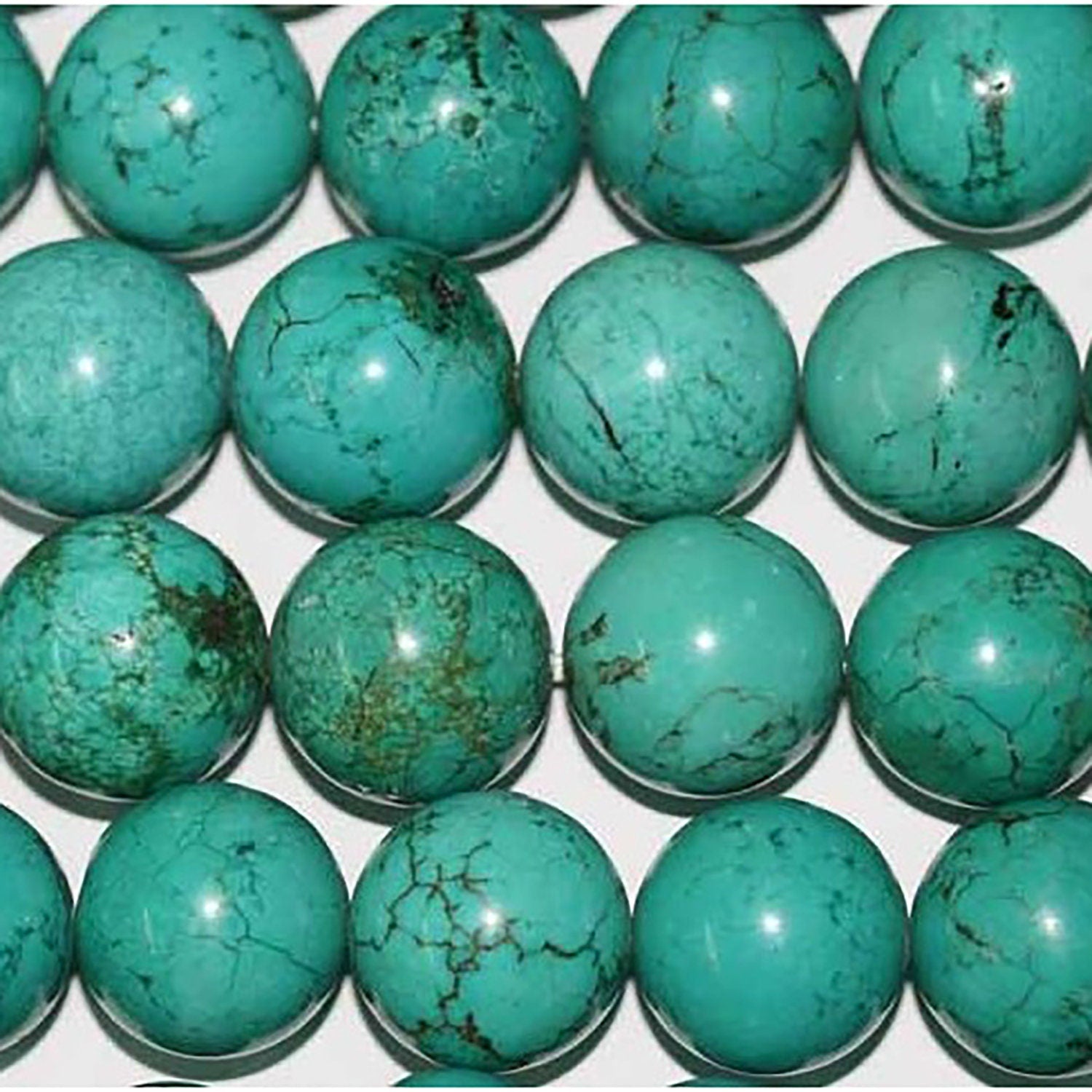 Cuentas redondas lisas de howlita verde de 16" (17-18 mm) - Hilo de 40 cm