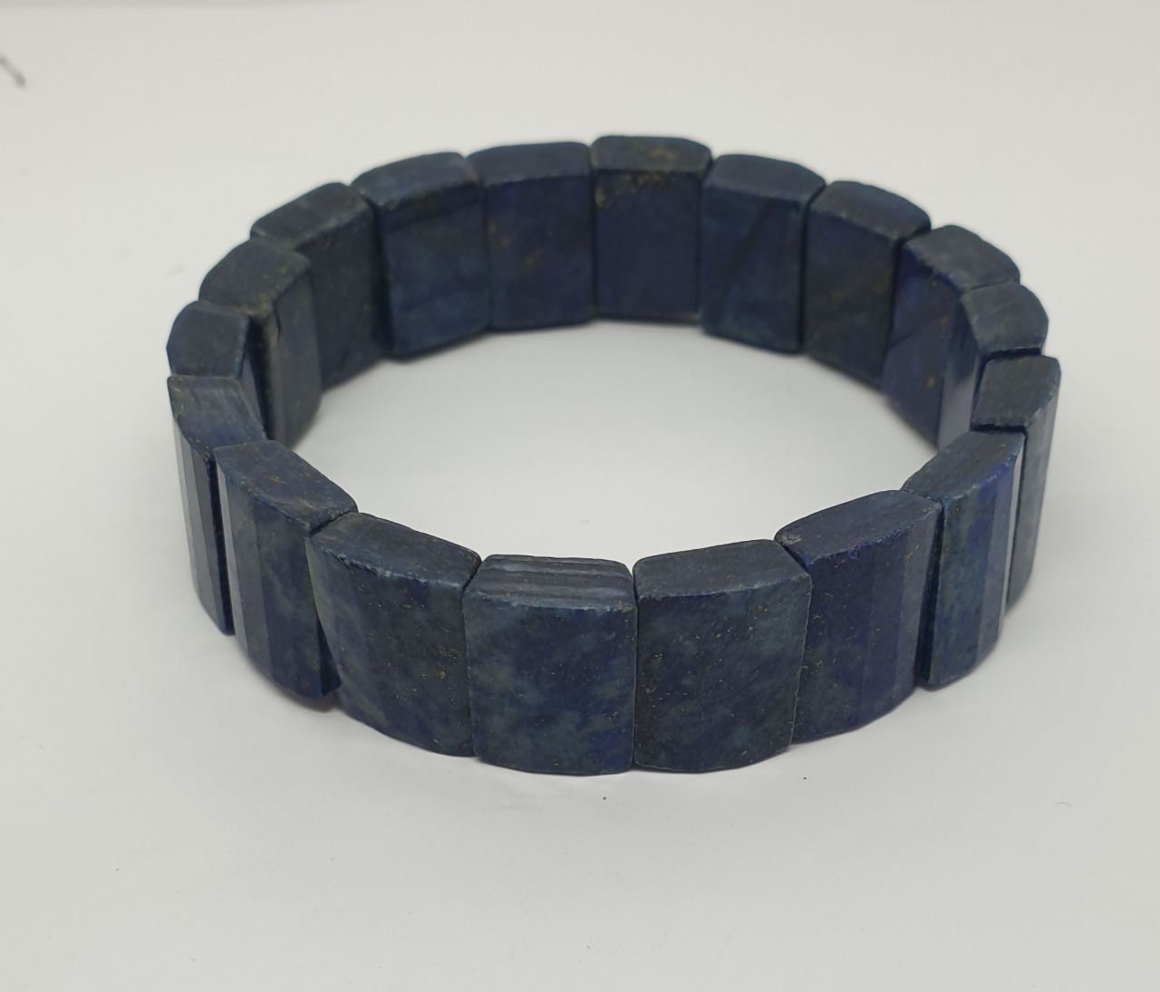Bracelet extensible en lapis-lazuli, perles à facettes 15 x 11 mm - Fournisseur de bijoux à perles doublement percées - Pouvoir de guérison