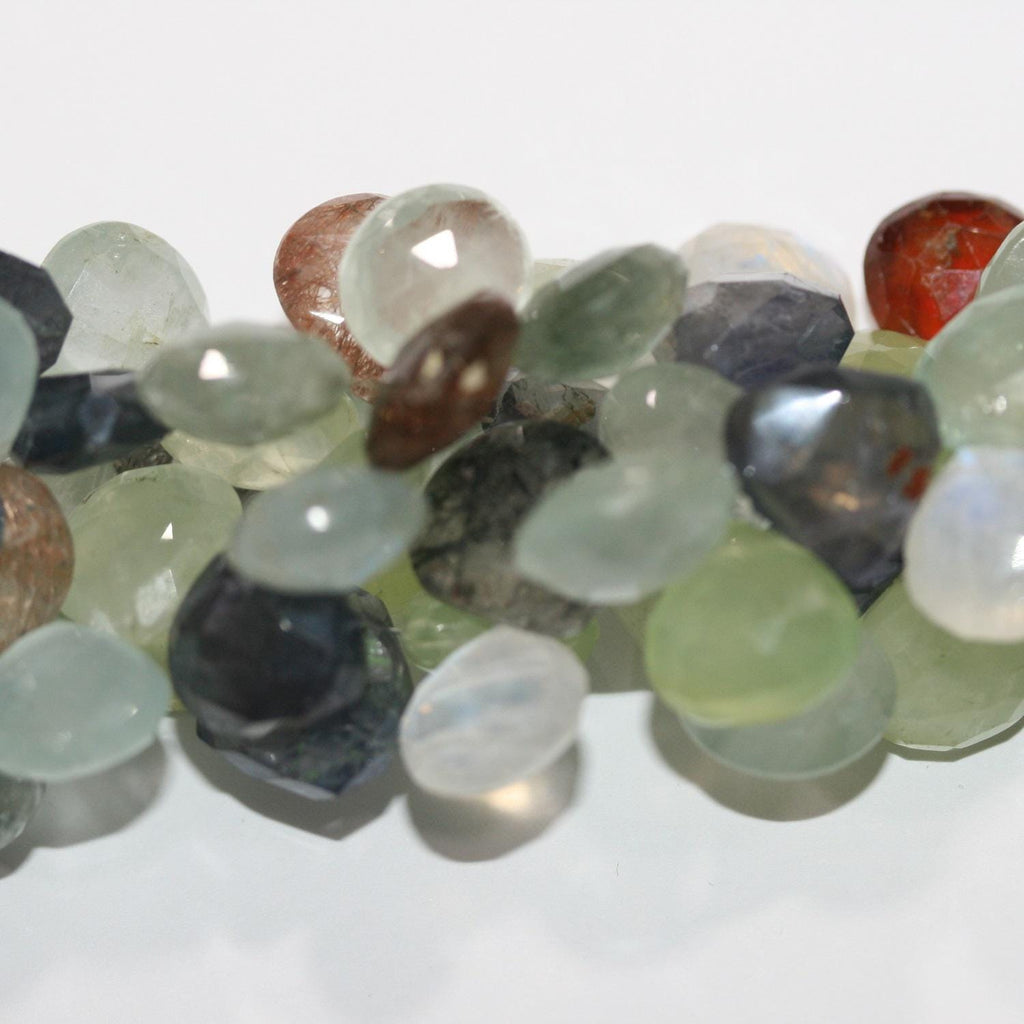 Perles pendantes à facettes en pierre multiple de 20 cm (8 pouces), 11-12 mm environ. Longueur du fil : 20 cm. Réf. 12446