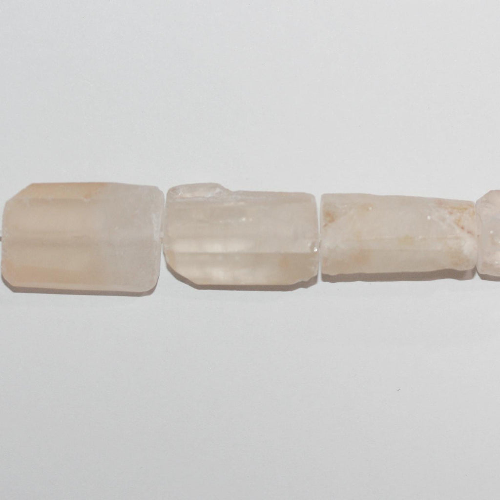 Cuentas tubulares de cuarzo cristal de roca de 16" con acabado mate, sin pulir, 25 x 12 mm (aprox. - Hilo de 40 cm)