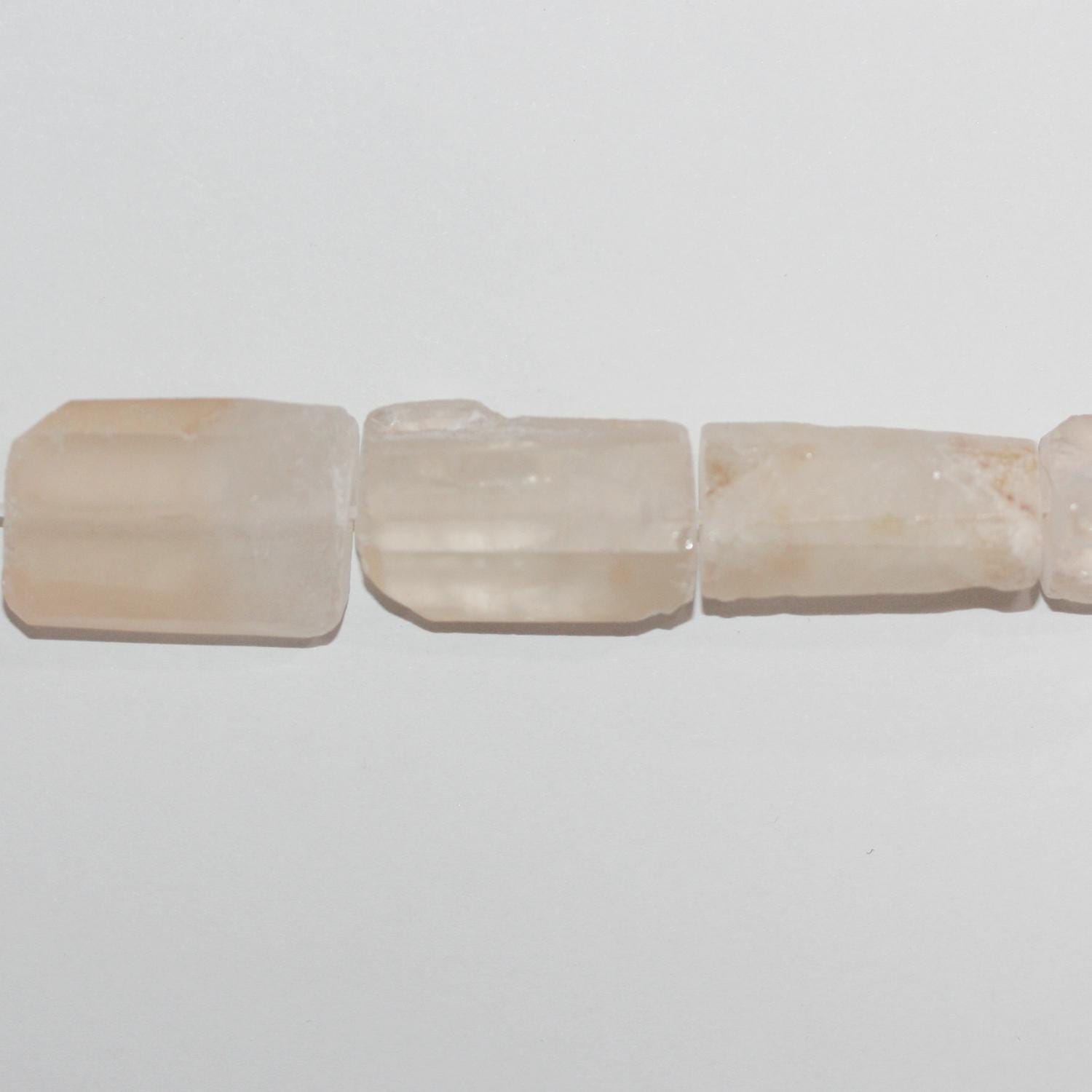 Cuentas tubulares de cuarzo cristal de roca de 16" con acabado mate, sin pulir, 25 x 12 mm (aprox. - Hilo de 40 cm)