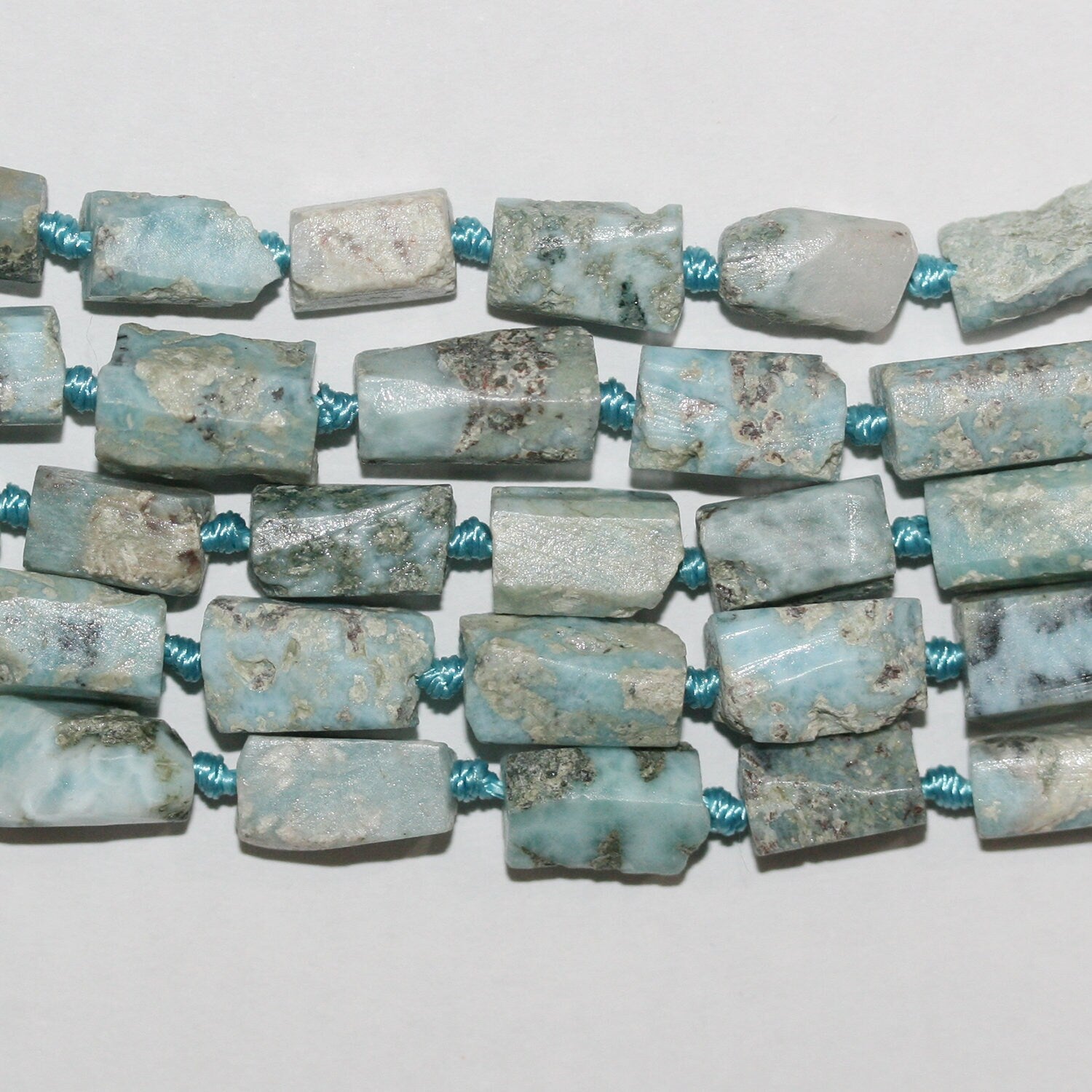 Cuentas de tubo liso de St Larimar de 16", 12 x 6 mm aprox. - Hilo de 40 cm.