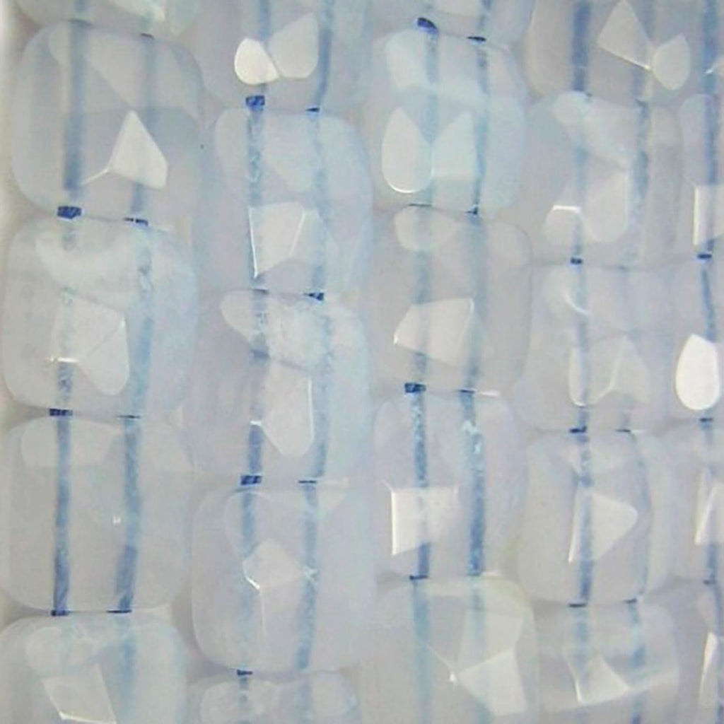 Cuentas cuadradas facetadas de calcedonia de Santa, 16", 8 mm (doble taladro), hilo de 40 cm