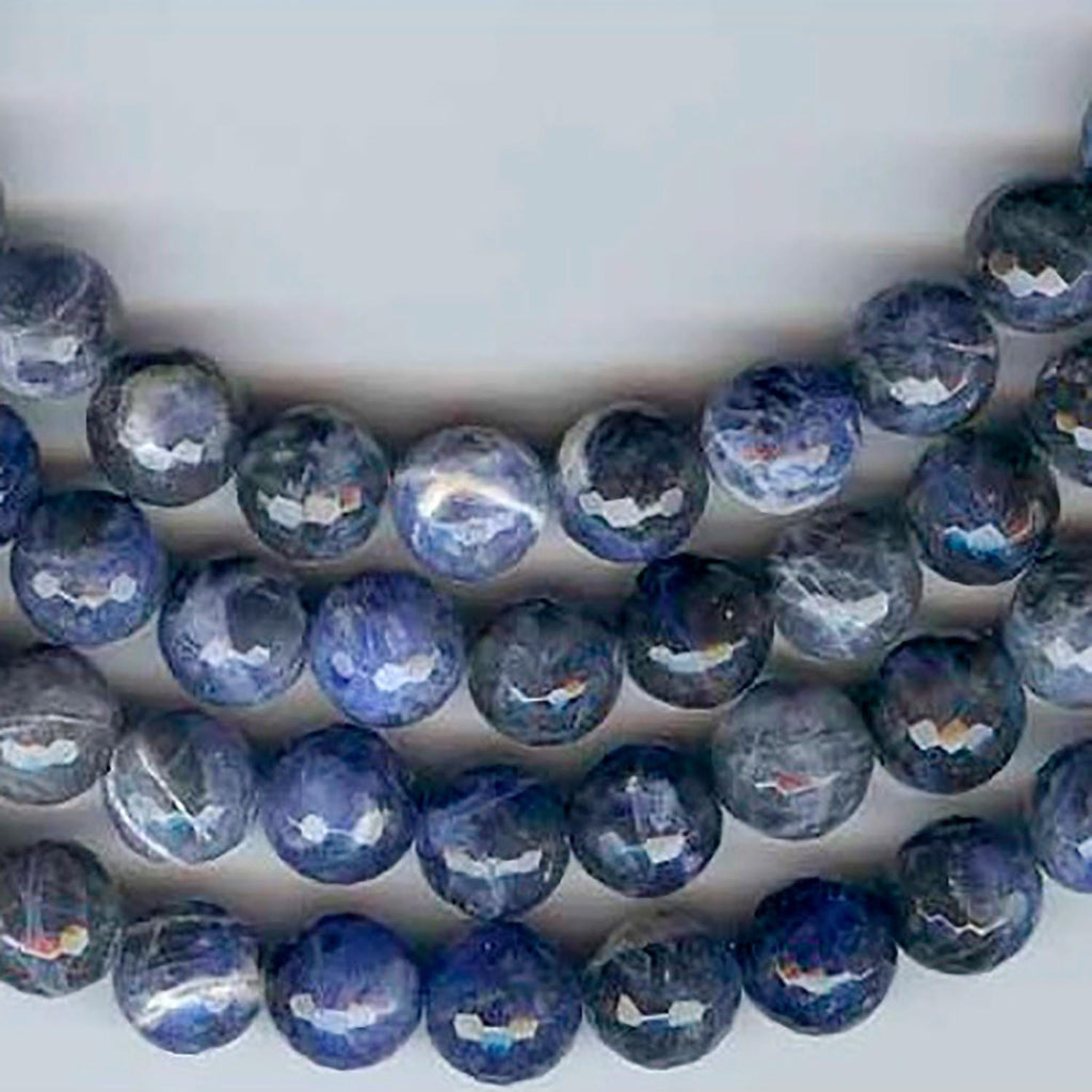 Cuentas redondas facetadas de sodalita de 16" (10 mm) - Hilo de 40 cm