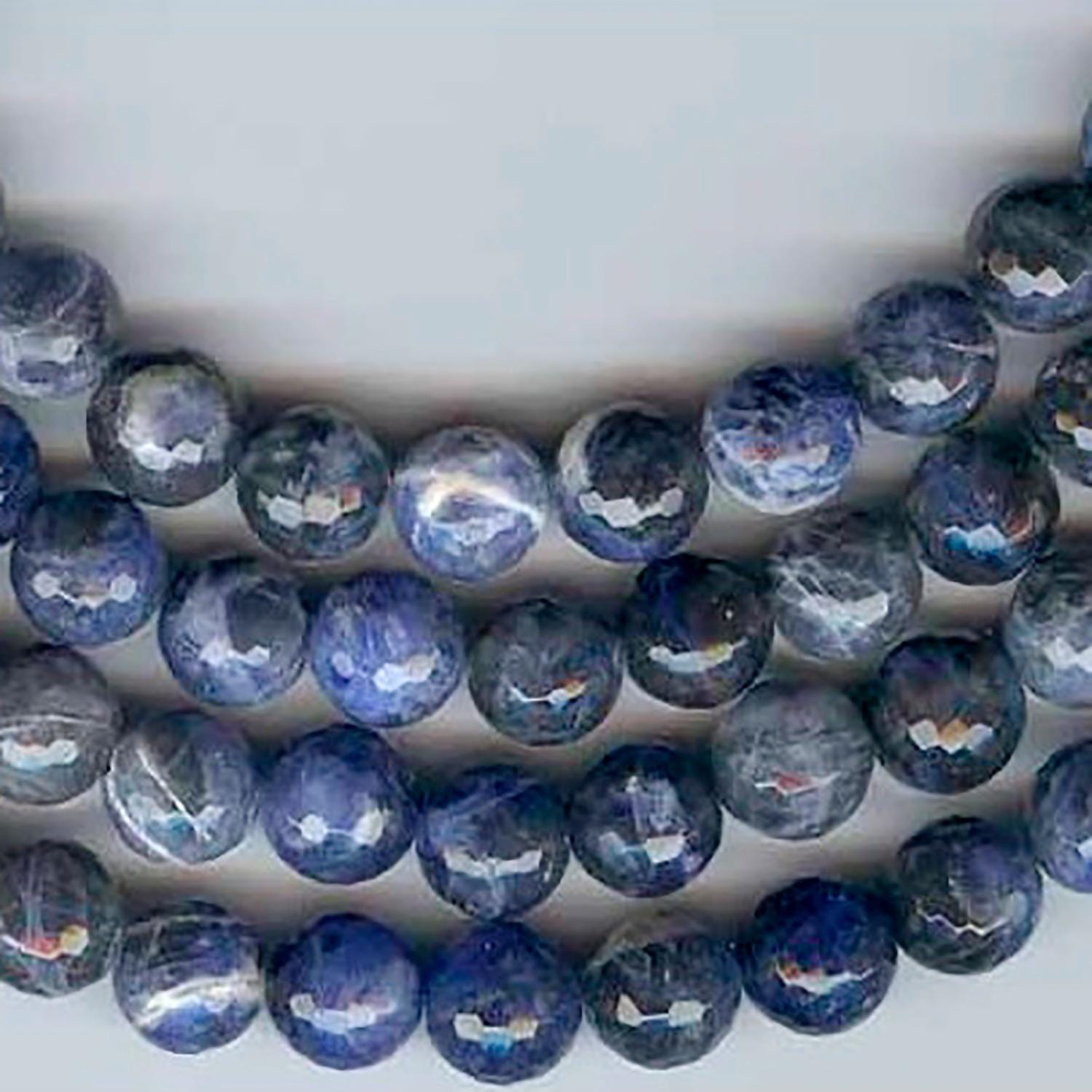 Cuentas redondas facetadas de sodalita de 16" (10 mm) - Hilo de 40 cm