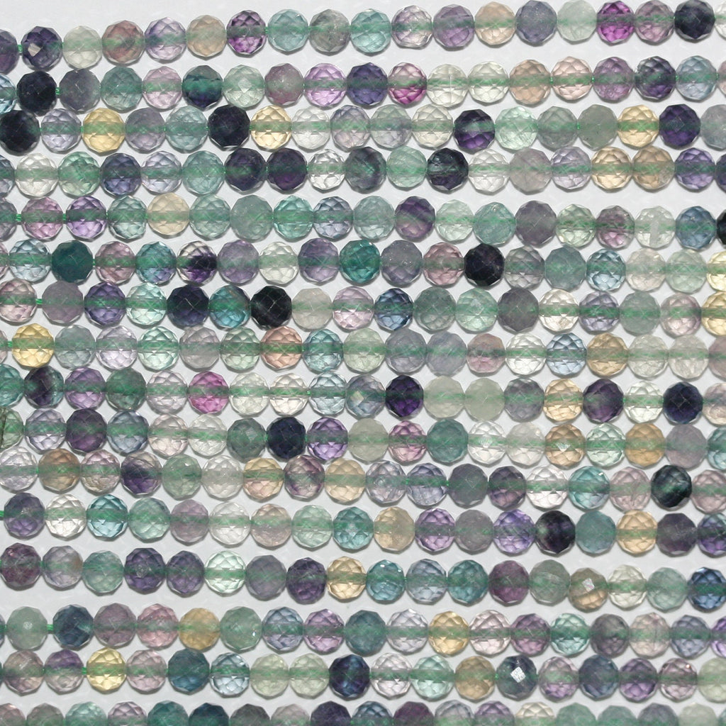 Perles rondes à facettes en fluorite St de 15 pouces, 3 mm - Fil de 38 cm.