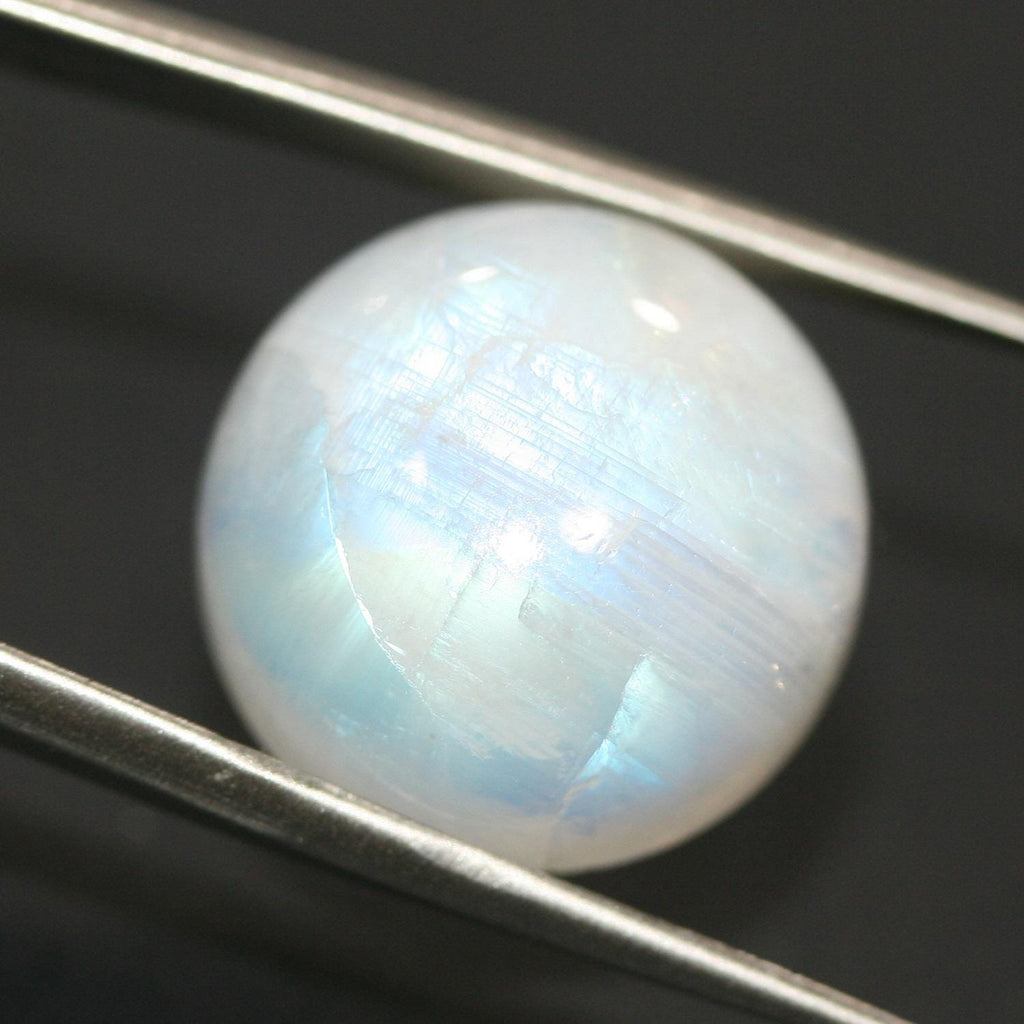 Pierre de lune bleue feu AAA, cabochon rond de 18 mm. (1 pièce)