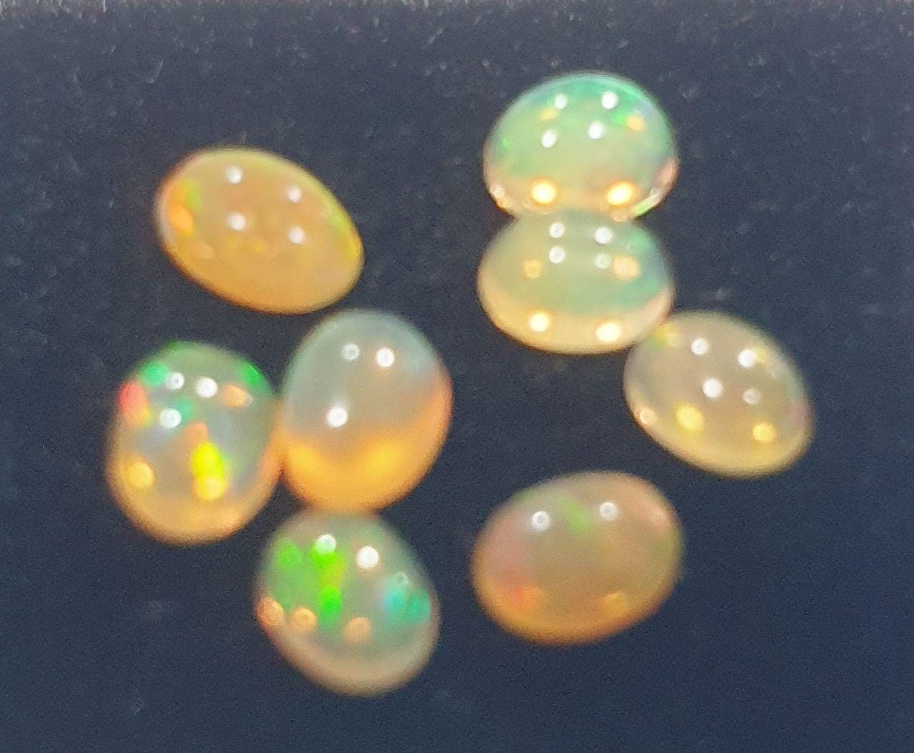 Wello Ethiopian Opal Lot Oval  Cabochon 4x3mm. (8pcs)  -Gemstone Parcels-Loose Stones Wholesale Price