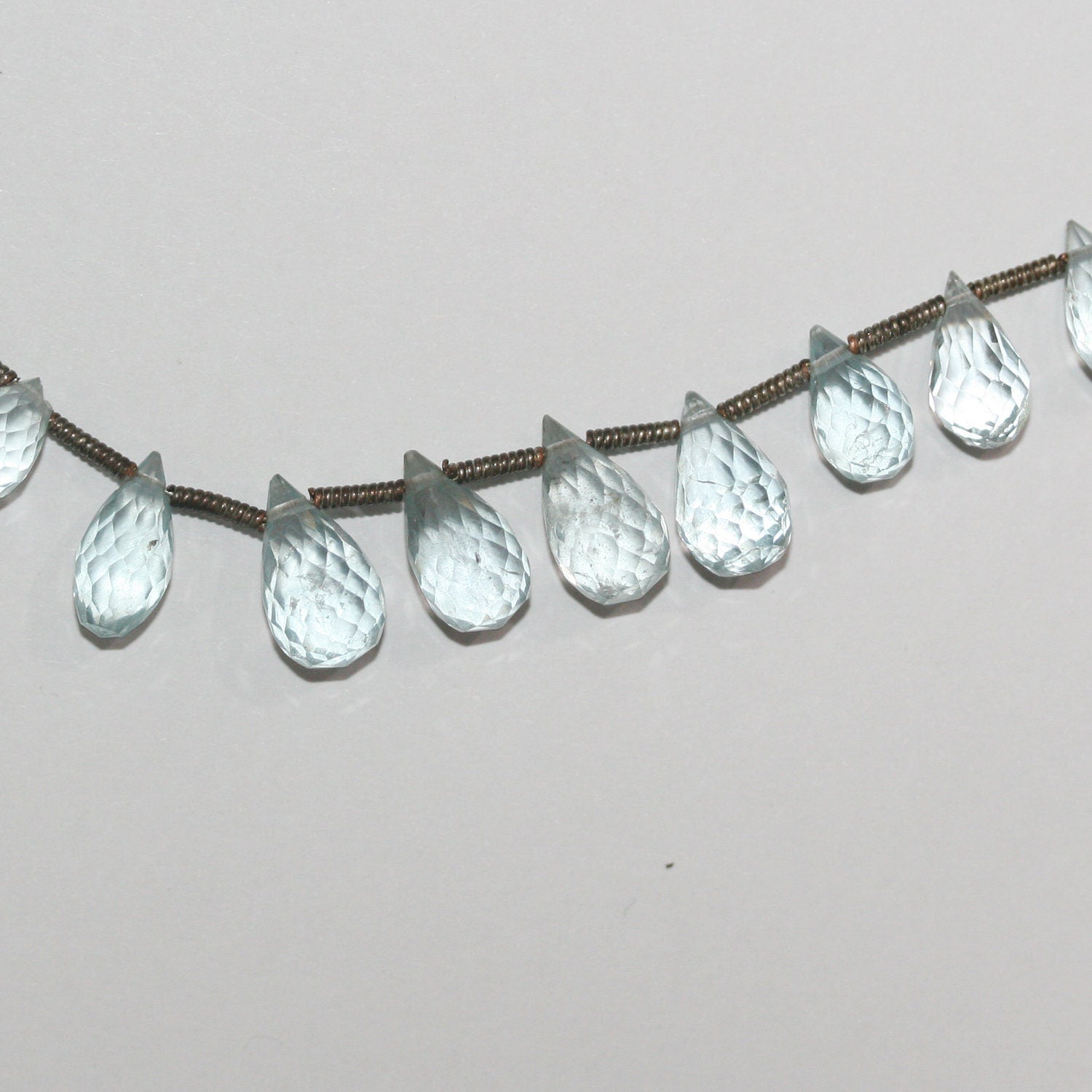 11" St Aquamarine Graduated Faceted Drop Beads 7x4 - 11x6mm.Approx.-Strand 30cm.