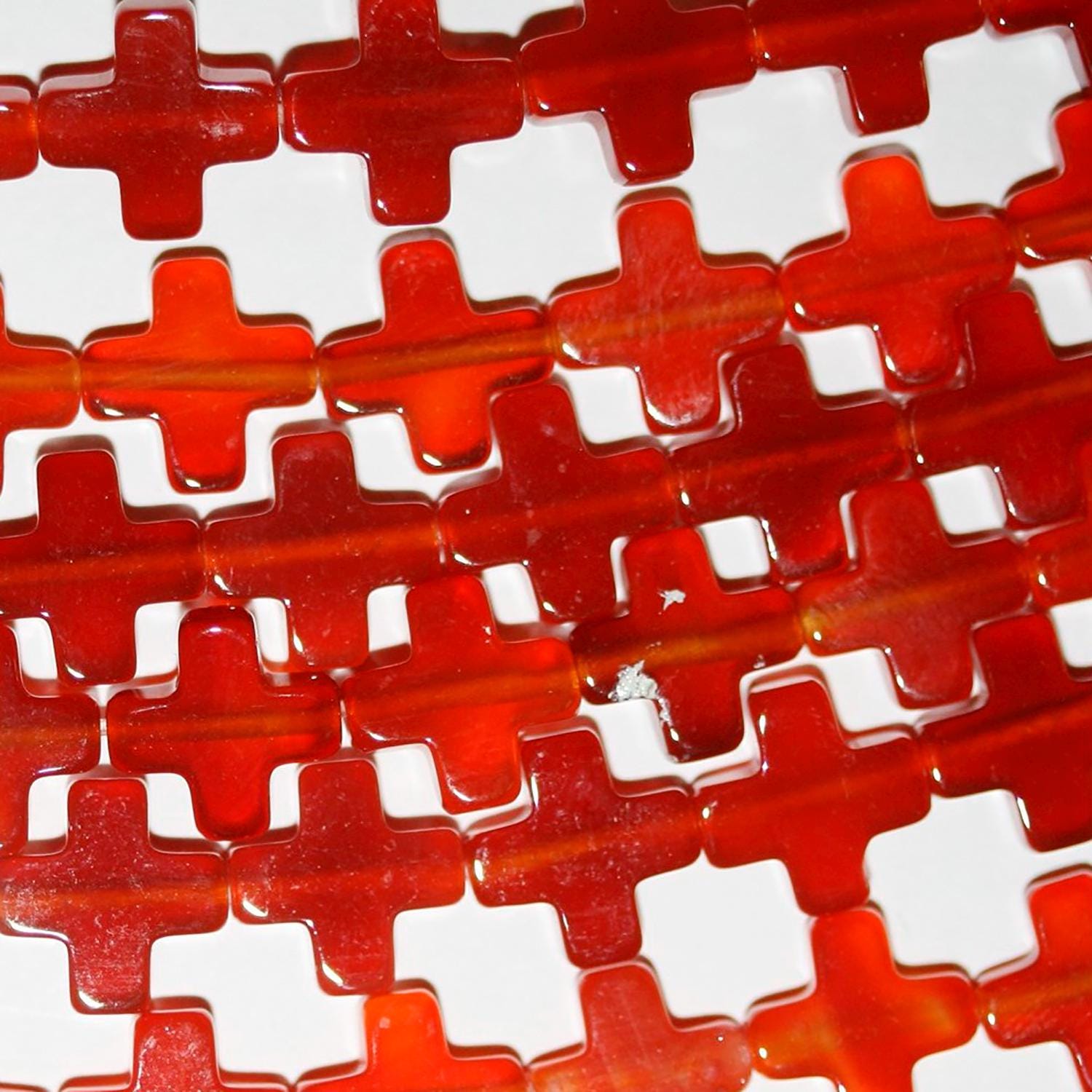 Perles de croix lisses en cornaline de 15 pouces (10 mm) - Fil de 39 cm