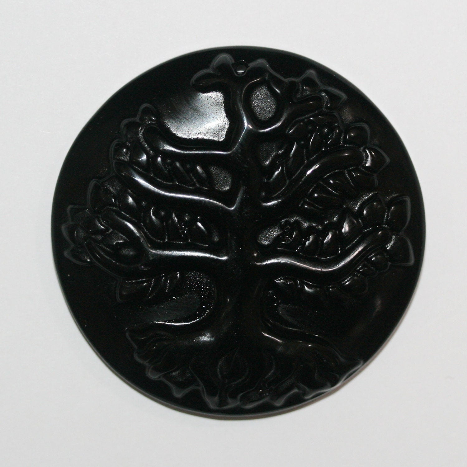 Pendentif arbre en obsidienne 50 mm.