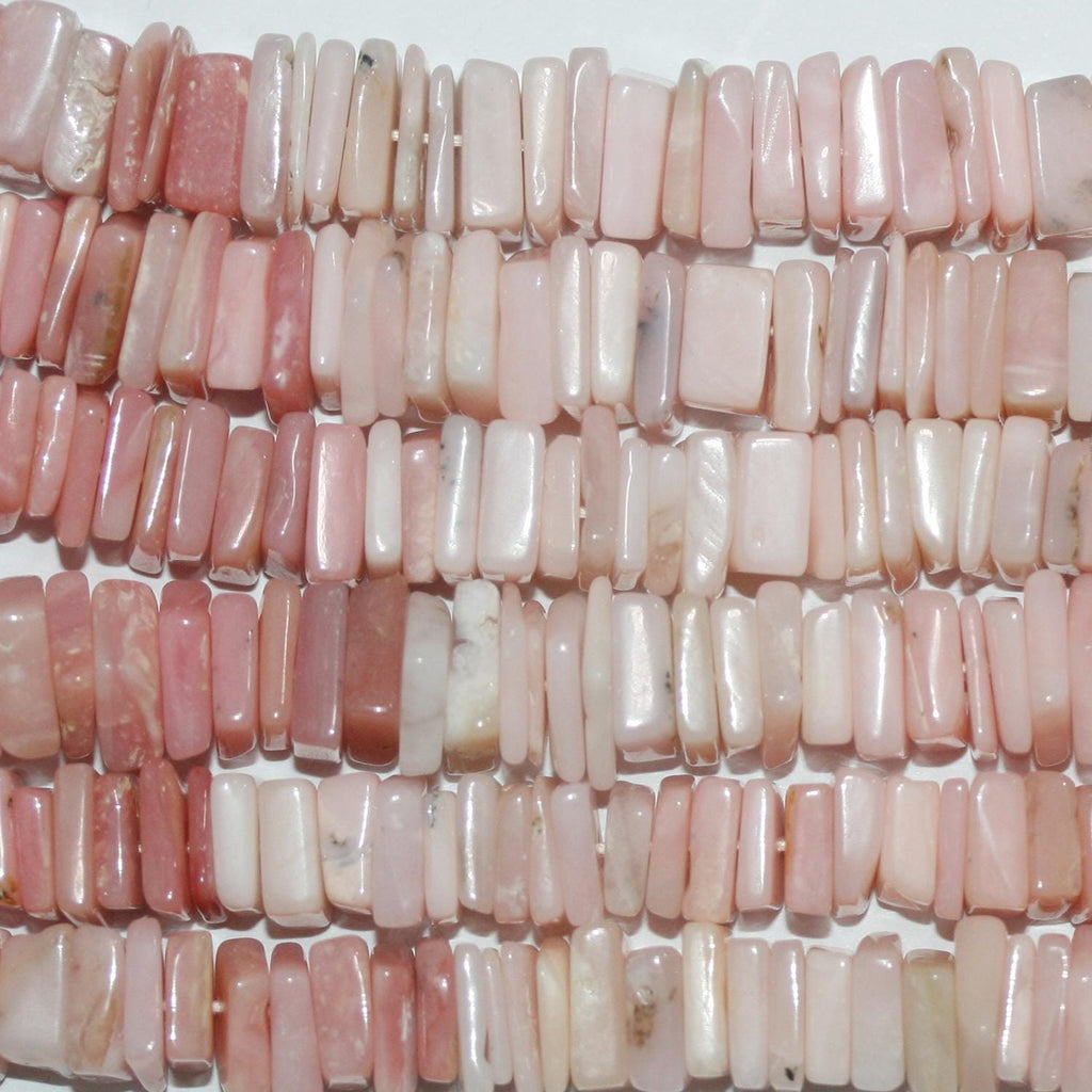 Cuentas cuadradas planas y lisas de ópalo rosa de 43 cm (17"), 7-8 mm aprox. - Hilo de 42 cm