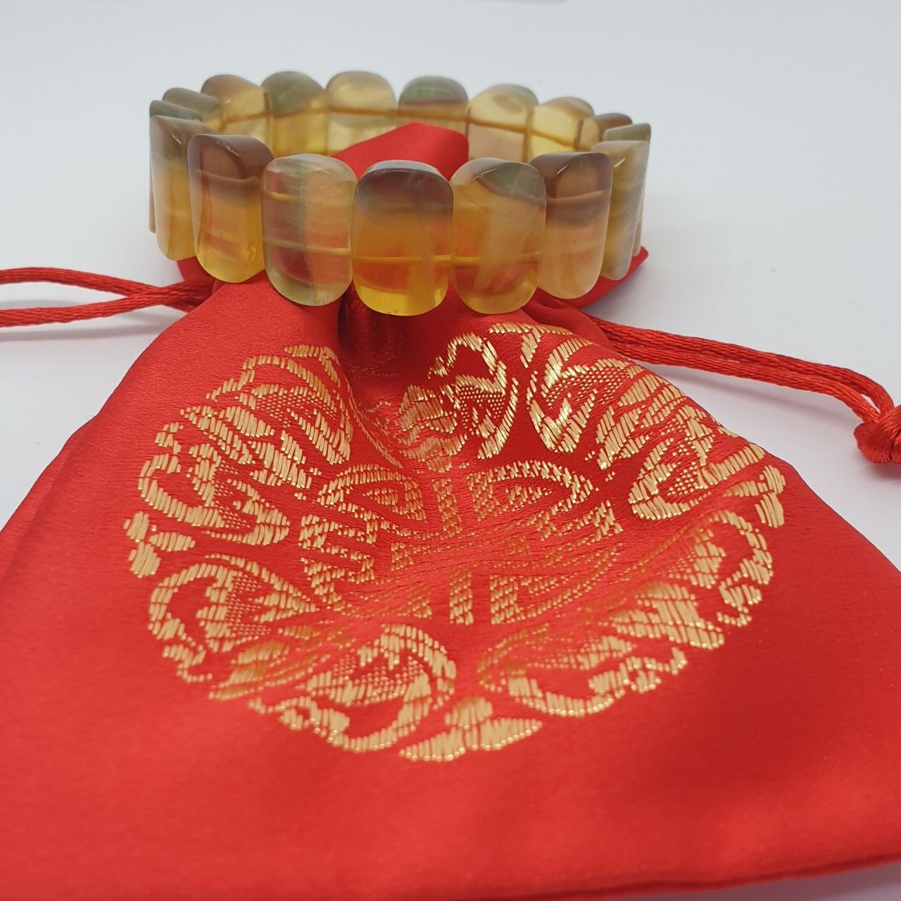 Pulsera elástica de fluorita con cuentas de 17 x 12 mm - Proveedor de joyas con cuentas de doble perforación - Poder curativo - Gemas naturales