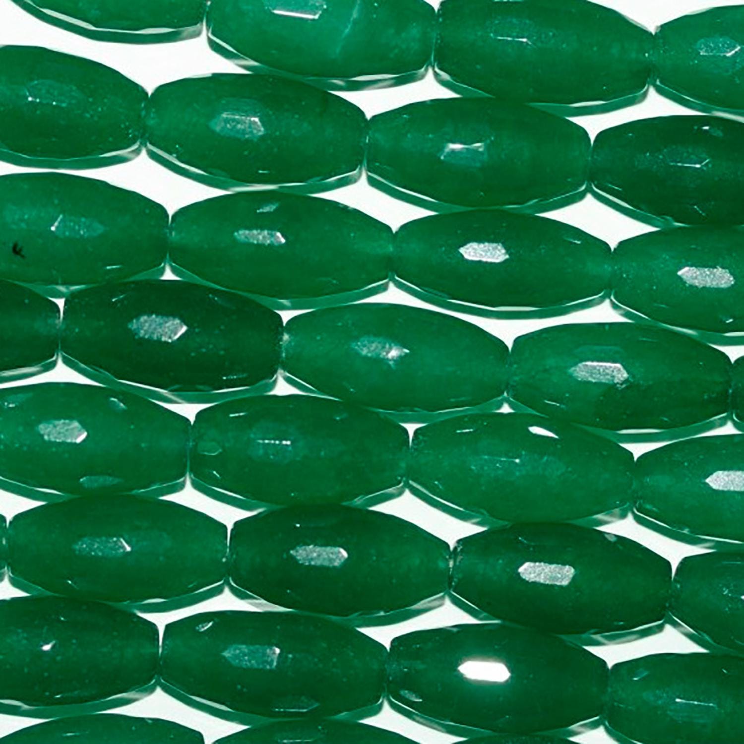 Perles cylindriques à facettes en aventurine verte de 40 cm (16 pouces), 20 x 10 mm, longueur 40 cm.