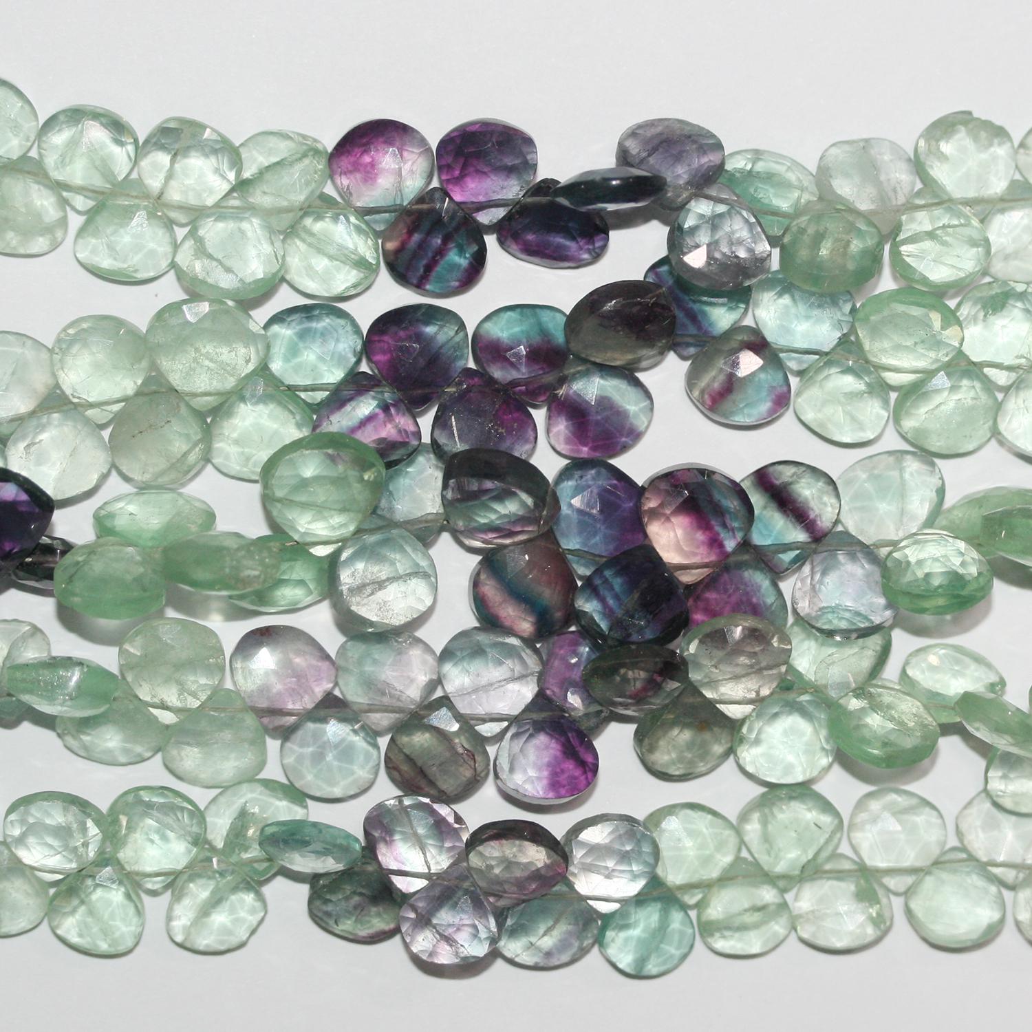 Perles en fluorite facettées de 20 cm (8 pouces), 7-8 mm, longueur 20 cm.