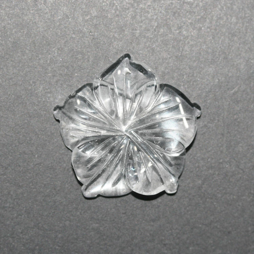 Pendentif en quartz roche, fleur sculptée, 28 mm - Réf. 14805