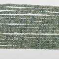 Cuentas redondas facetadas graduadas de zafiro verde de 18" de St. 2 x 1-3 x 2 mm, hilo de 45 cm.