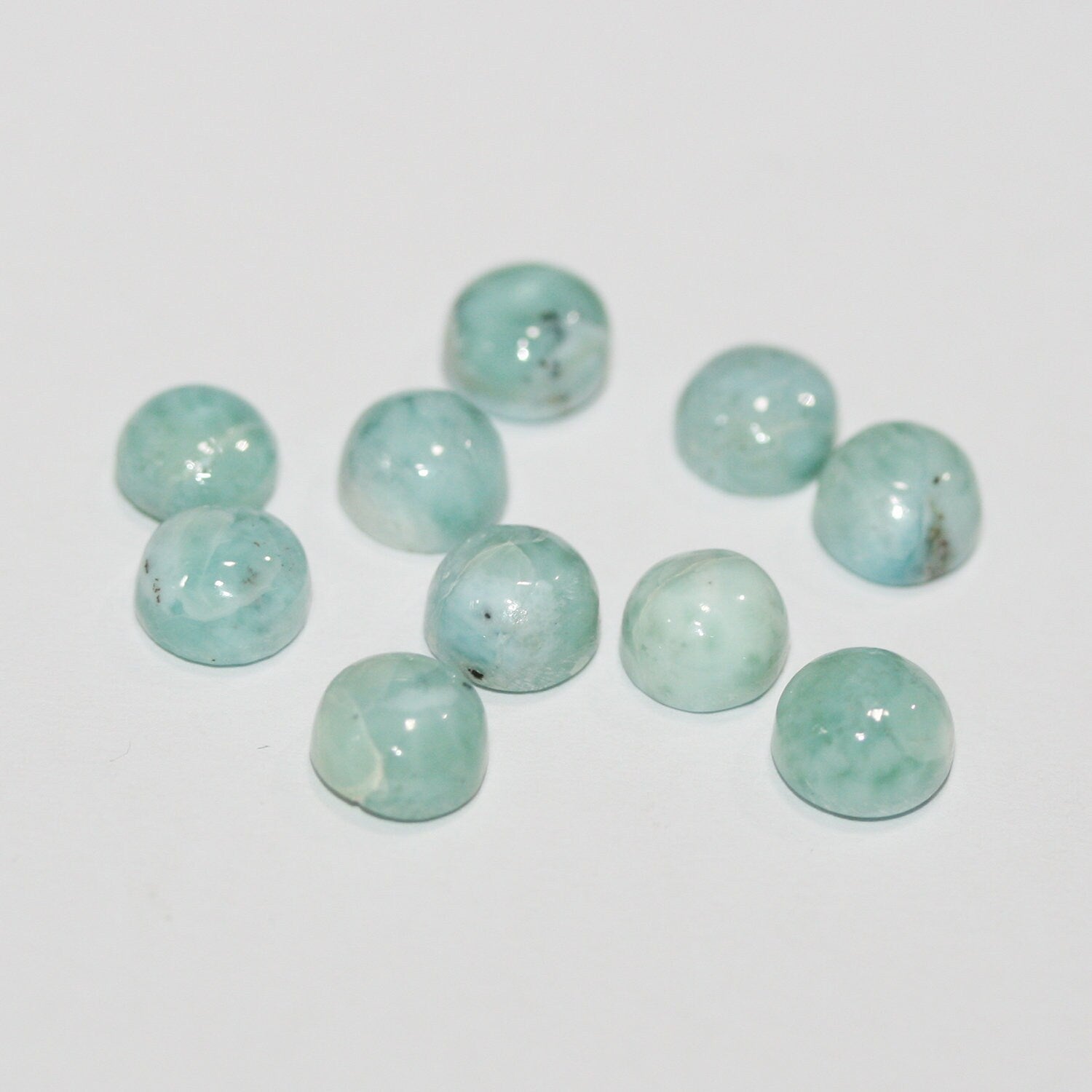 10Pcs Lot Larimar Smooth Round Cabochon 6mm. (10 pcs.).