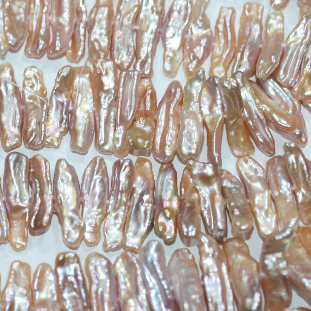 Perles de saumon Biwas d'eau douce St, 16 pouces (environ 40 cm), 23 x 6 mm, longueur 40 cm. Perles naturelles à prix de gros.