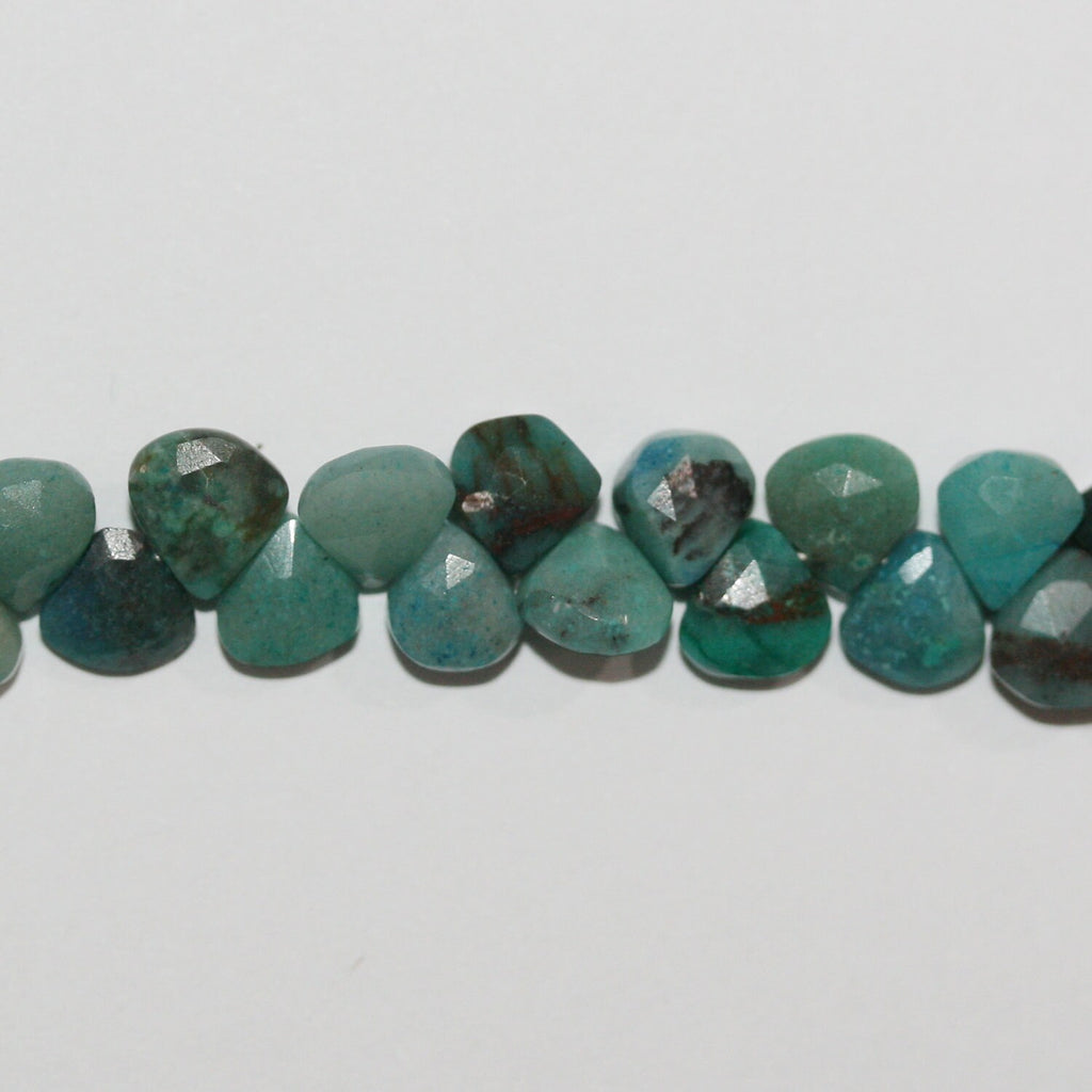 Perles en forme de goutte à facettes en chrysocolle de 8 pouces, 5-6 mm. - Fil de 20 cm.