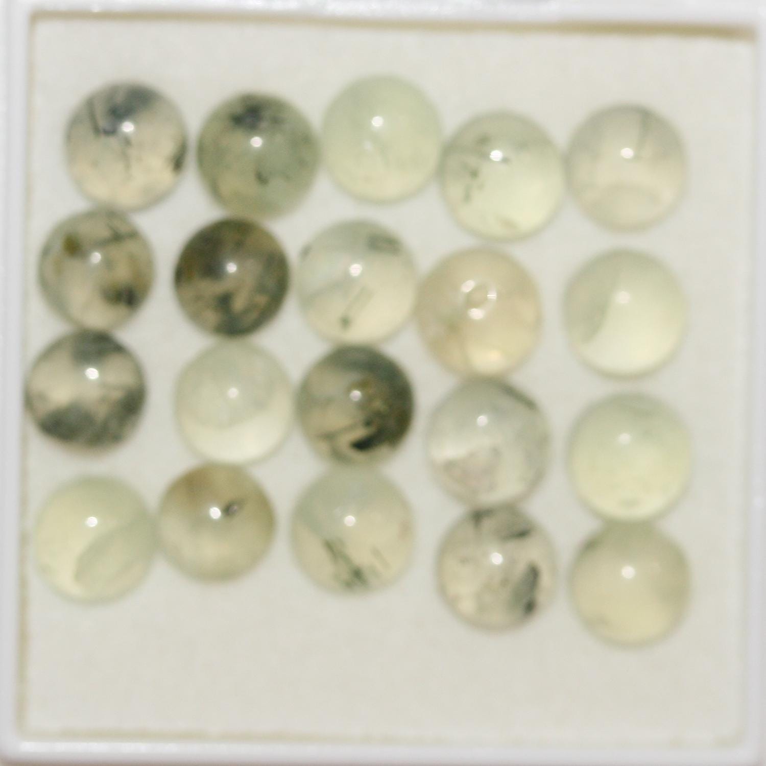 Lote de 20 cabujones redondos de prehnita de 6 mm (20 unidades)