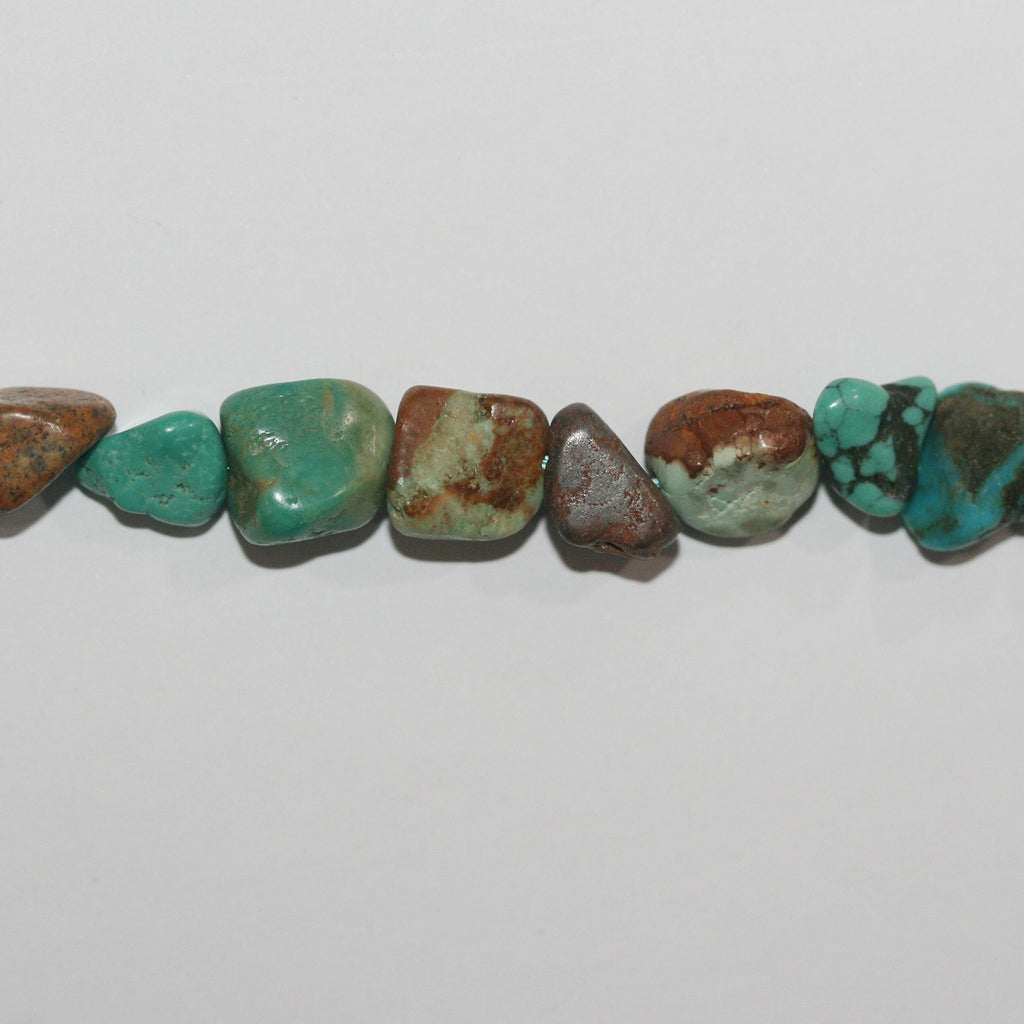 Cuentas irregulares lisas de turquesa de 16", 8-10 mm (aprox.), tira de 40 cm