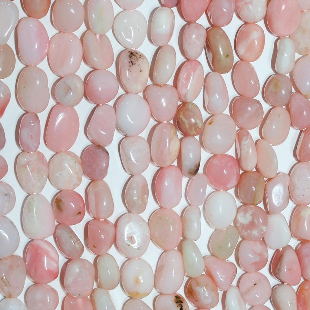 Perles de pépites lisses et irrégulières en opale rose St, 8-9 mm, 15 pouces (environ). Longueur du fil : 39 cm.