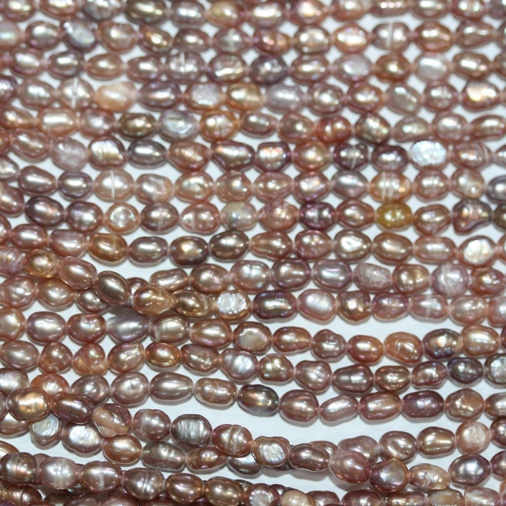 13" St FreshWater  Multicolor Oval Pearl Beads 3.5-4mm -Strand 35cm- Item.14771 -Natural Pearls wholesale Prices