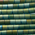 Cuentas cuadradas planas y lisas de hematita verde de 16" (7 mm) - Hilo de 40 cm