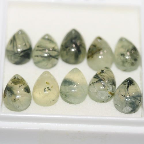 10 Pcs  Lot Prehnite Drop Cabochon 9x6mm (10 pcs)