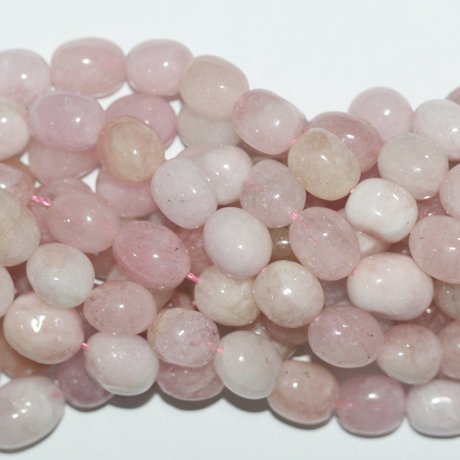 Cuentas Nugget Lisas de Santa Morganita de 16", 14 x 11 mm. Aprox. - Hilo de 40 cm.