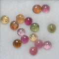 Multi Tourmaline 15 Pcs Lot 3mm  Pink Green Blue Orange Round Cabochon Untreated Gems- Wholesale Gems DIY Supplier- Genuine Stones