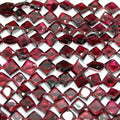 14" St Garnet Faceted Square Beads 6mm -Strand 37cm