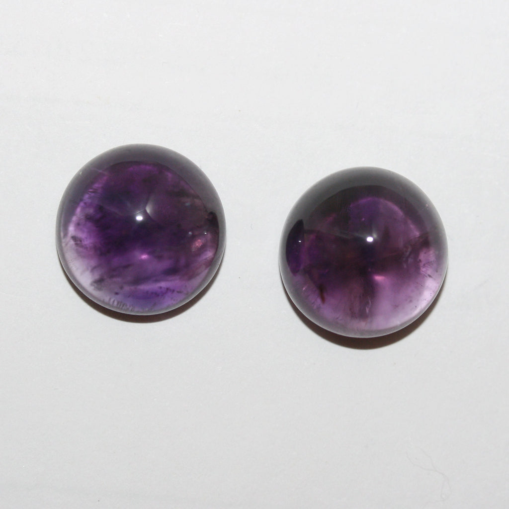 Amethyst Pair Round Cabochon 15mm.(28.2ct.).