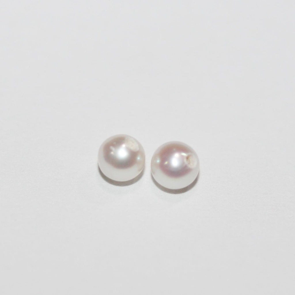 1 Pair High Cultured Round Pearl 2.5-3mm.-Half Drill. Round Natural  Pearl-Price Per 1 Pair- Pearl Earring