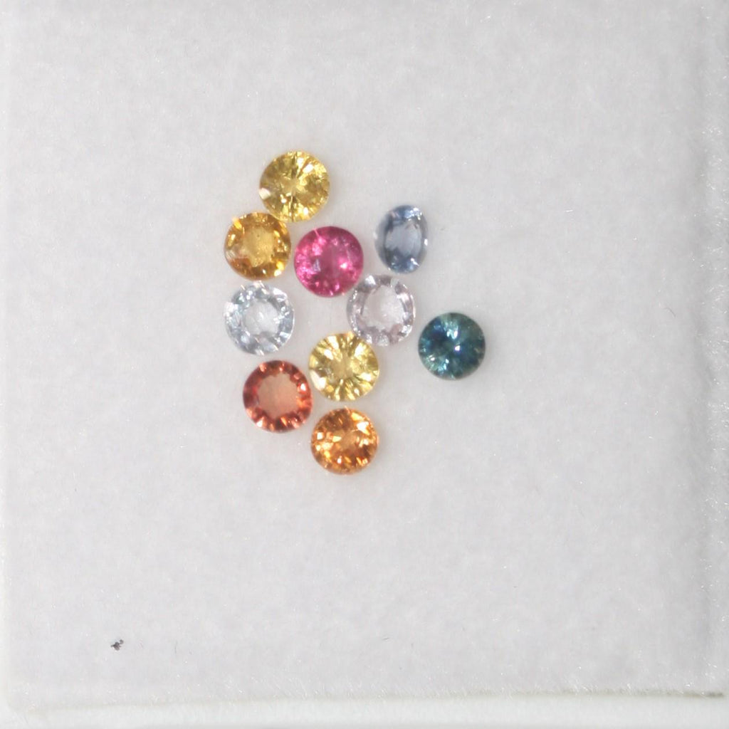 Lote de 10 zafiros multicolores redondos facetados de 2,3 mm - Paquetes de gemas - Piedras sueltas al por mayor - Gemas naturales