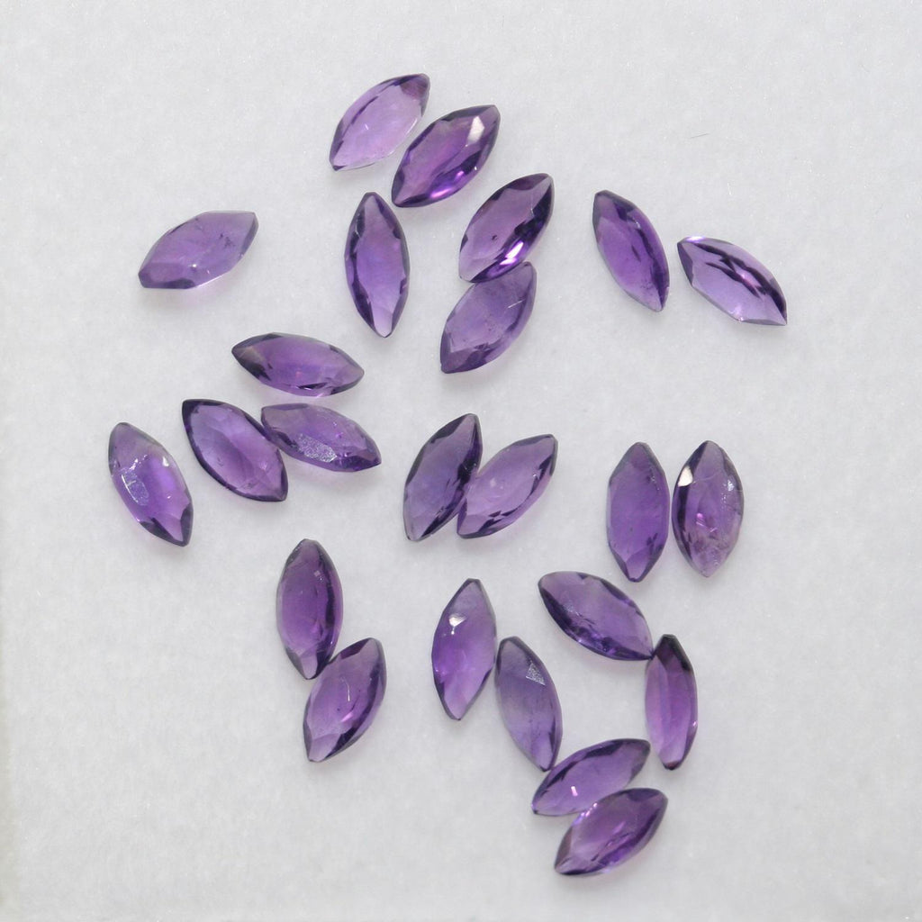 Lote de 24 piezas de amatista marquesa facetada de 5 x 2,5 mm (24 piezas)