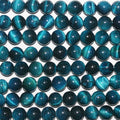 Perles rondes lisses œil de tigre bleu St 15" 8 mm.-Rig 39 cm.