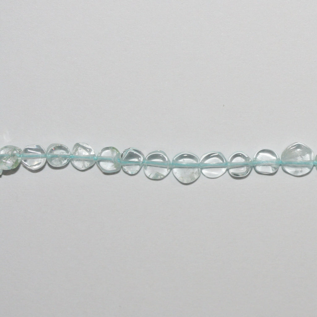 14" St Aquamarine Smooth Coin Beads 4-5mm.Approx.-Strand 37cm.